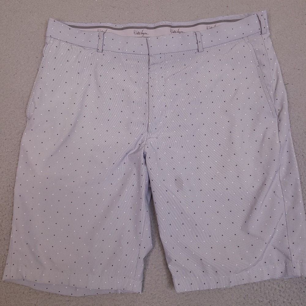 Walter Hagen Perfect 11 Golf Shorts Mens 36 Gray Geometric Performance Stretch